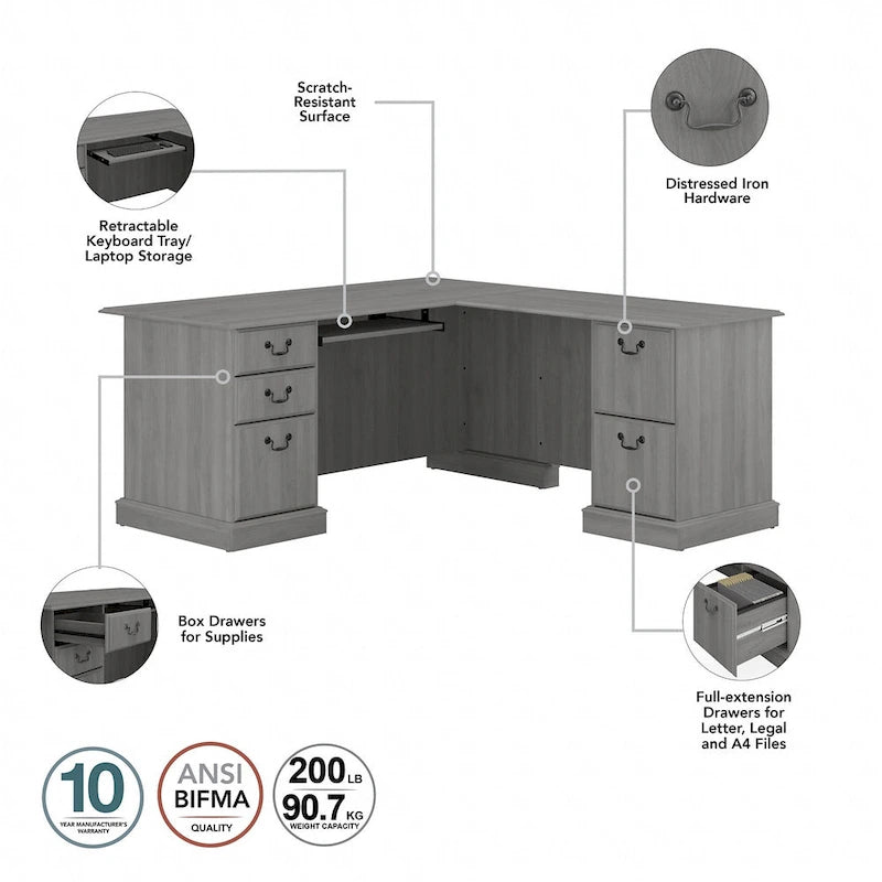 Scrivania per computer e libreria a forma di L Saratoga di Bush Furniture