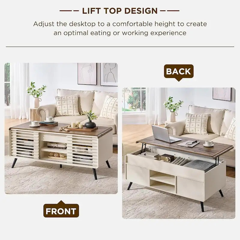 Tavolino da caffè moderno di metà secolo con piano sollevabile, tavolino centrale per soggiorno