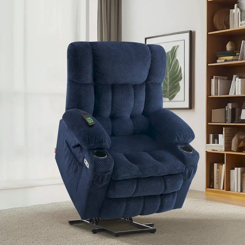 Poltrona reclinabile elettrica MCombo Medium a doppio motore, posizione infinita, massaggio e calore, poggiapiedi esteso, tessuto 7890