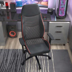 Sedia da gioco reclinabile in similpelle nera Joseff di Furniture of America