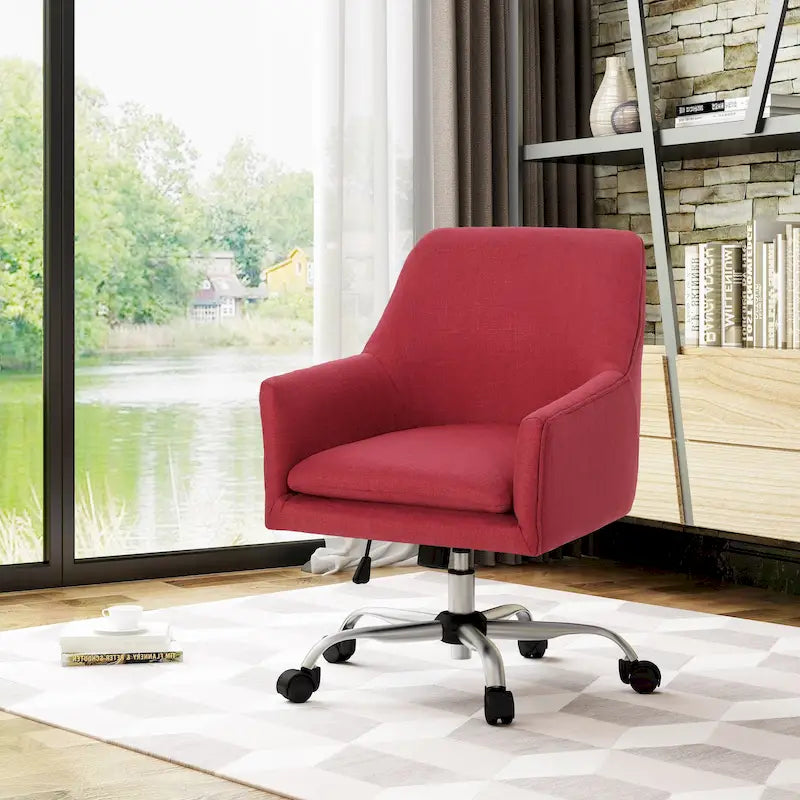 Sedia da ufficio Johnson Mid Century Modern in tessuto con base cromata di Christopher Knight Home - N/D