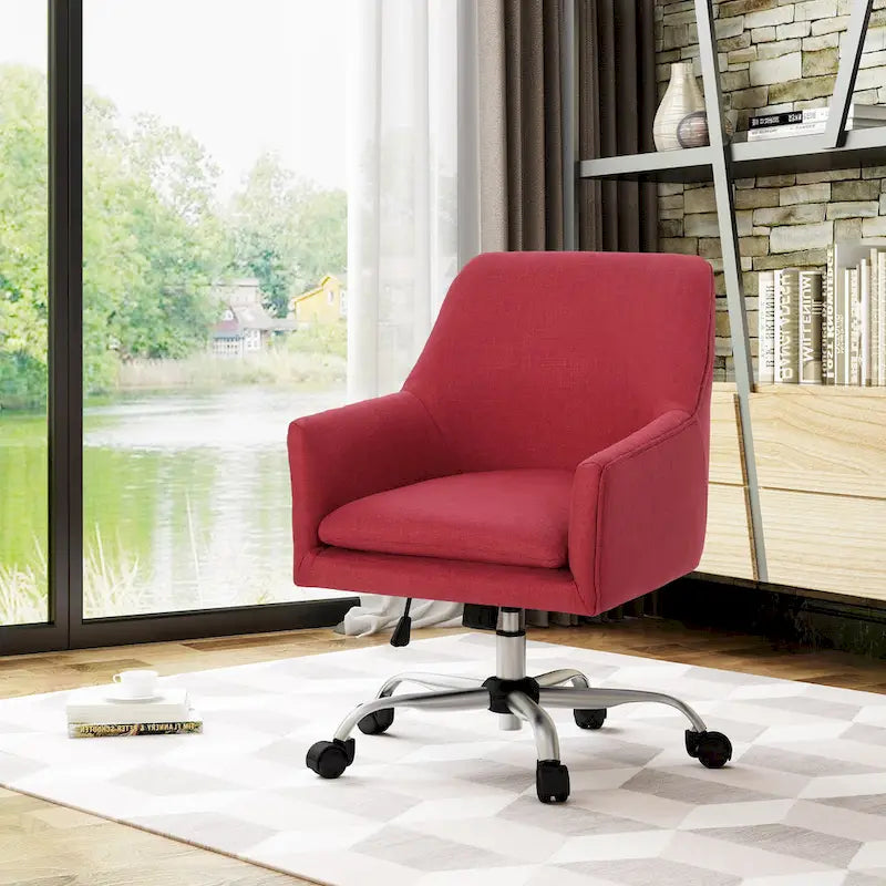 Sedia da ufficio Johnson Mid Century Modern in tessuto con base cromata di Christopher Knight Home - N/D