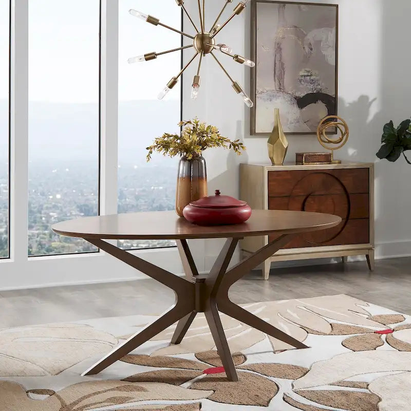 Tavolo da pranzo ovale con finitura in noce Vilnius