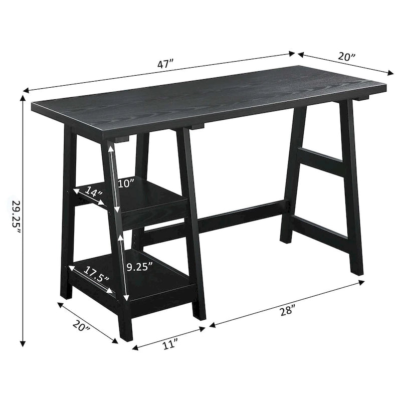 Convenience Concepts Designs2Go Trestle Desk con ripiani