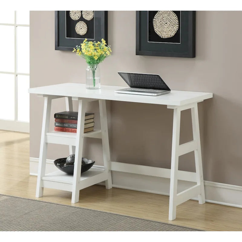 Convenience Concepts Designs2Go Trestle Desk con ripiani