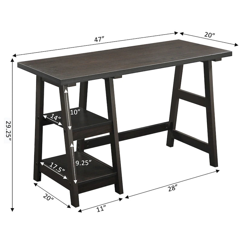 Convenience Concepts Designs2Go Trestle Desk con ripiani