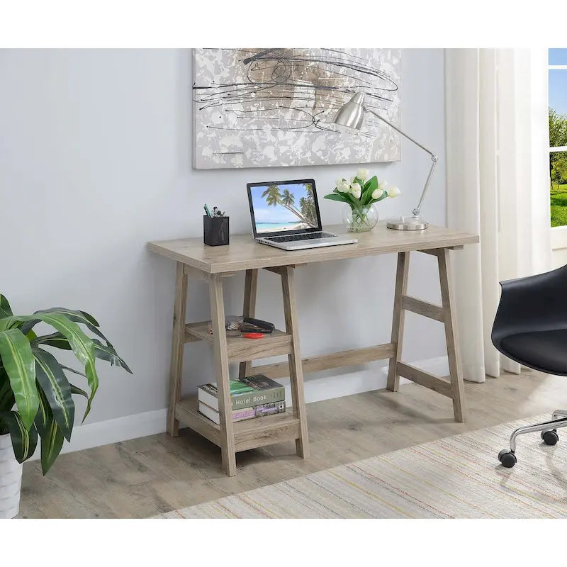 Convenience Concepts Designs2Go Trestle Desk con ripiani