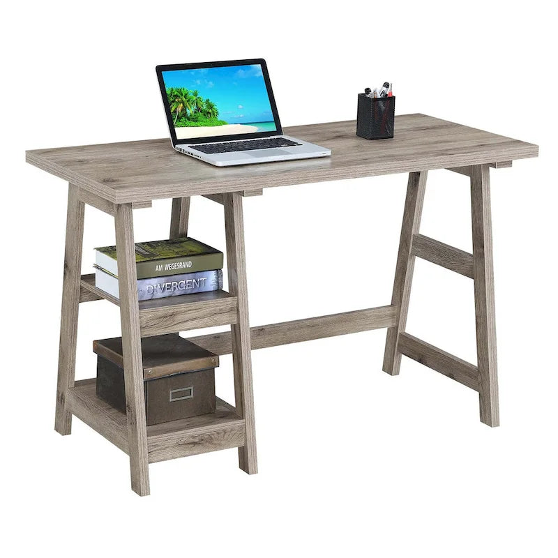 Convenience Concepts Designs2Go Trestle Desk con ripiani