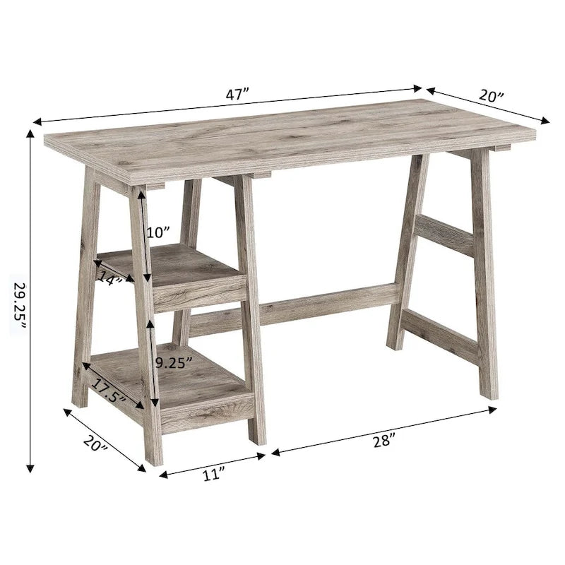 Convenience Concepts Designs2Go Trestle Desk con ripiani