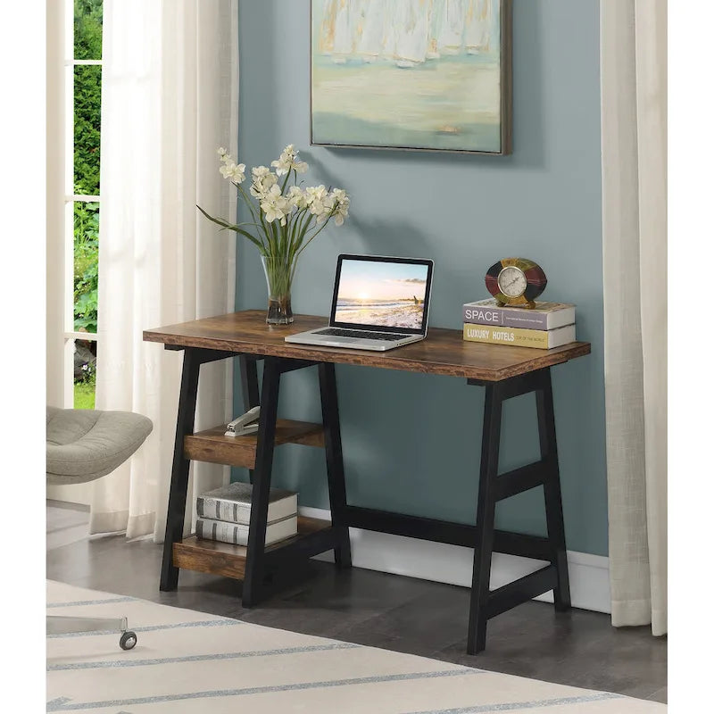 Convenience Concepts Designs2Go Trestle Desk con ripiani