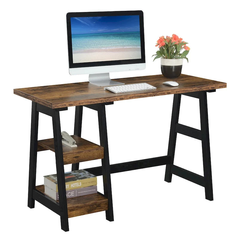 Convenience Concepts Designs2Go Trestle Desk con ripiani
