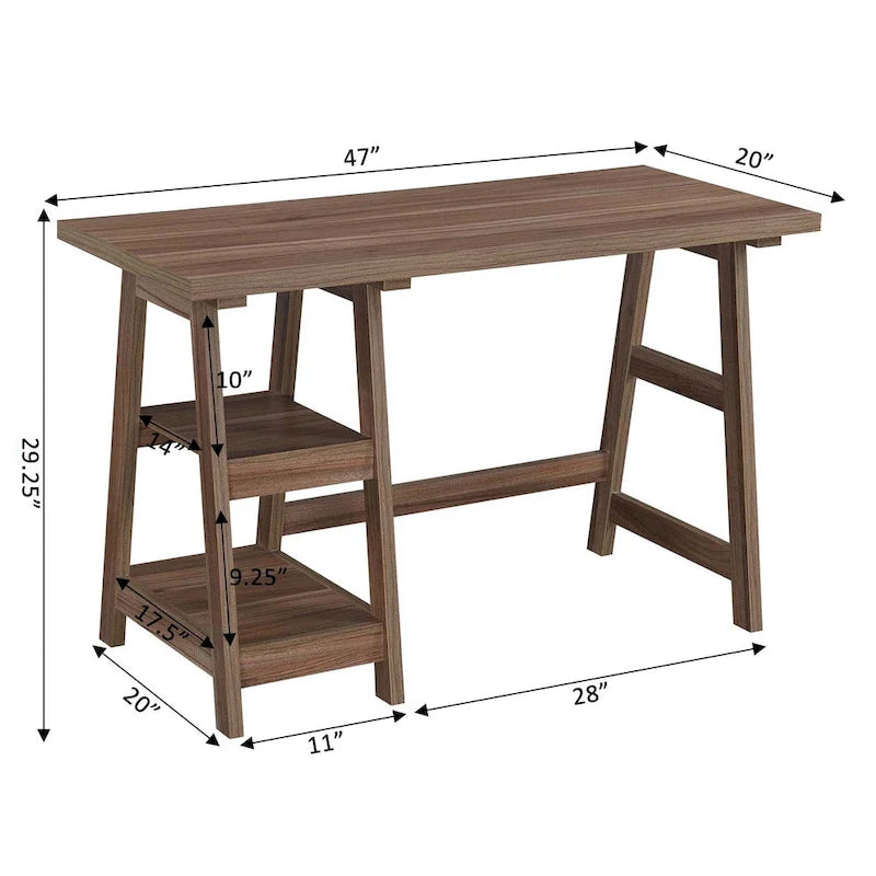 Convenience Concepts Designs2Go Trestle Desk con ripiani