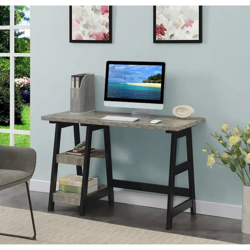 Convenience Concepts Designs2Go Trestle Desk con ripiani