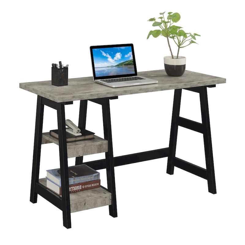 Convenience Concepts Designs2Go Trestle Desk con ripiani