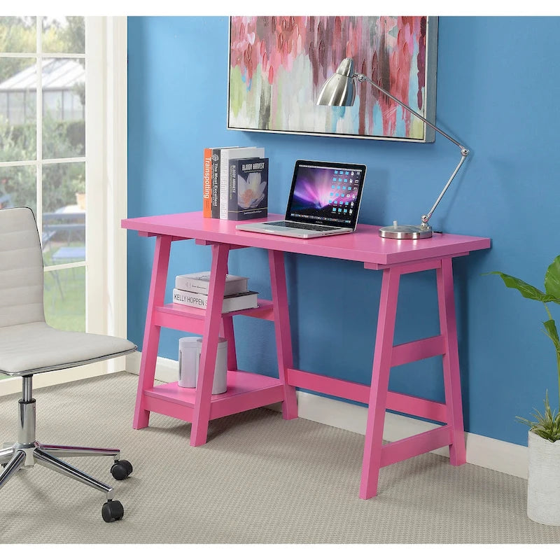 Convenience Concepts Designs2Go Trestle Desk con ripiani