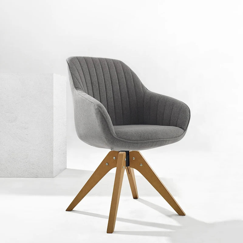 Sedia girevole classica da ufficio Art Leon con gambe in legno