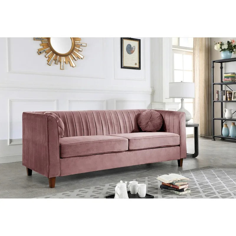 Arvilla Velvet Kitts Classic Chesterfield Living Room Set