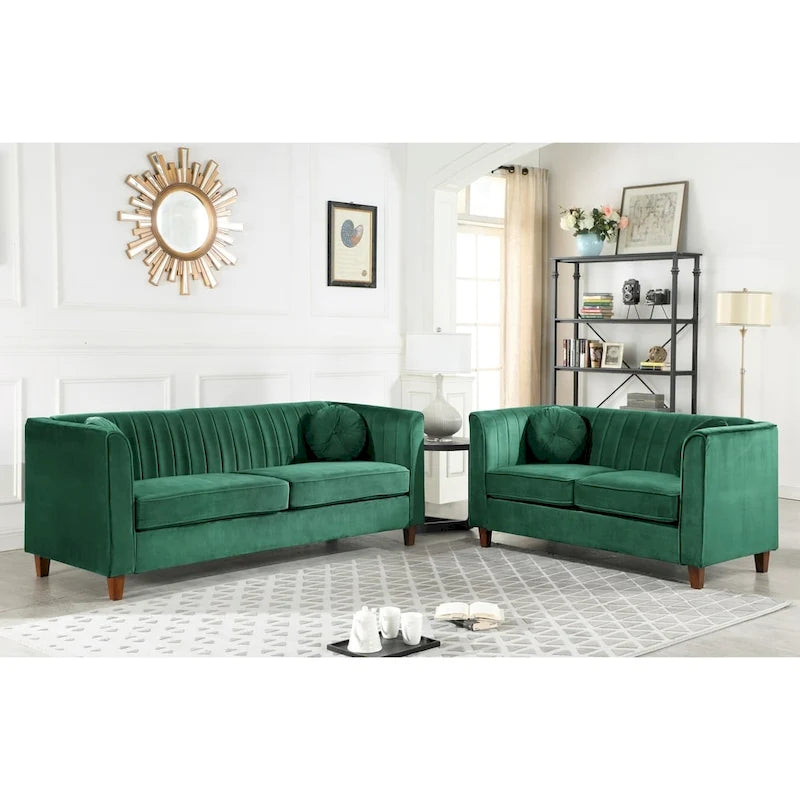 Arvilla Velvet Kitts Classic Chesterfield Living Room Set