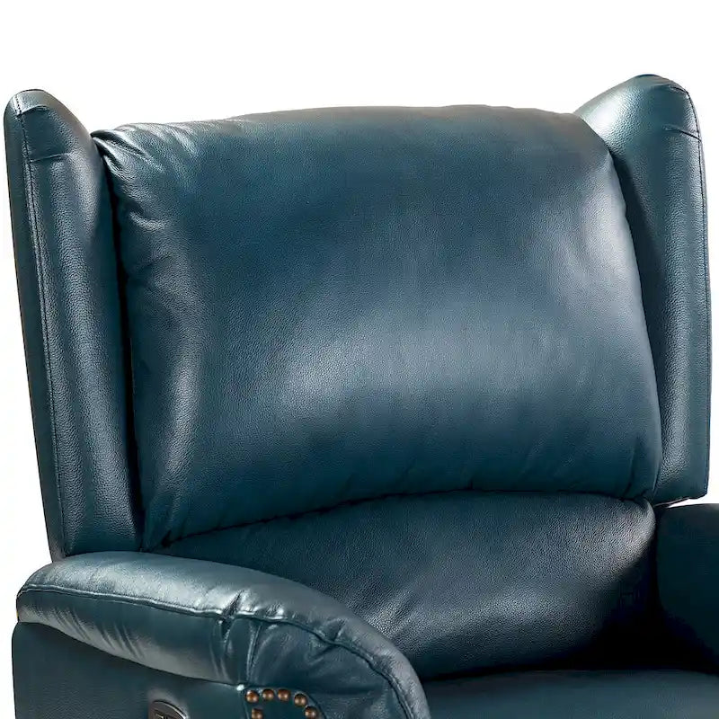 Poltrona reclinabile elettrica in vera pelle Eduardo con porta USB, set da 2