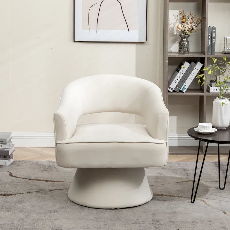 SEYNAR Modern Velvet Poltrona girevole a botte con schienale trapuntato per soggiorno