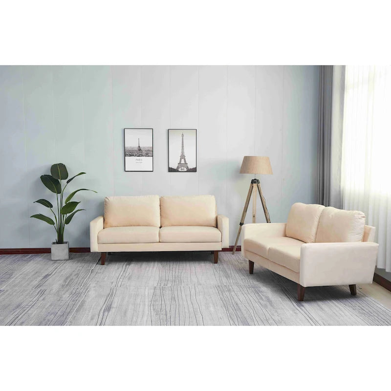 Set da soggiorno con divano e divano a due posti in velluto, 2 pezzi