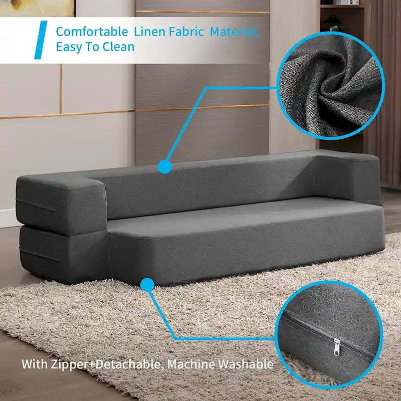 Divano letto futon trasformabile Mixoy, materasso pieghevole in schiuma