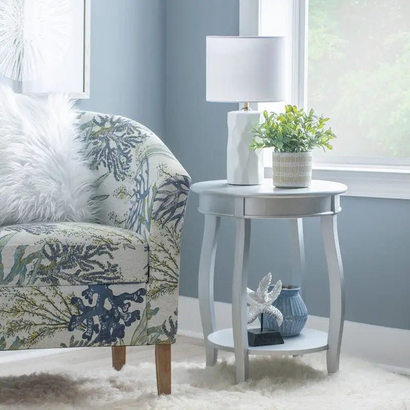 Tavolo rotondo bianco Penelope con ripiano