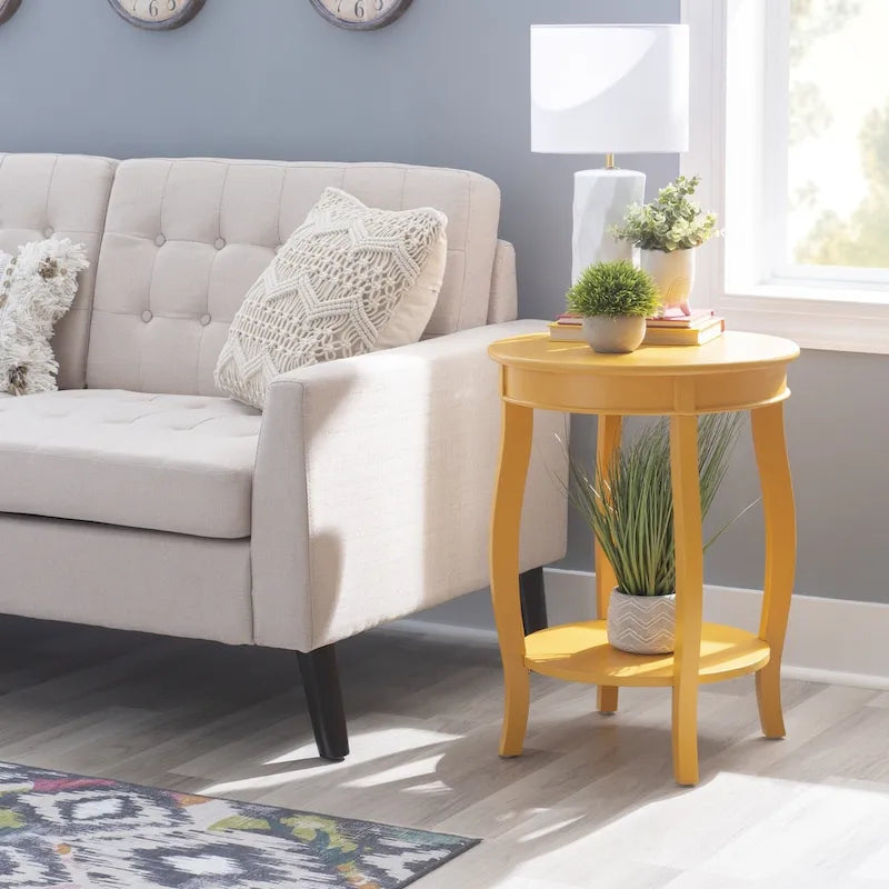 Tavolo rotondo bianco Penelope con ripiano