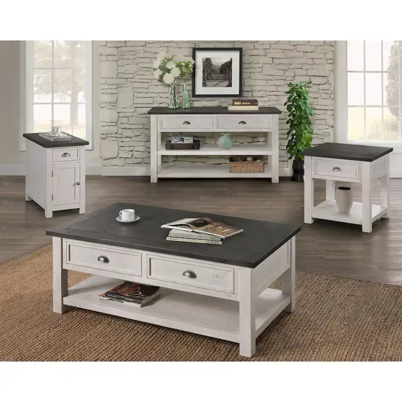 Tavolino da salotto in legno massello Monterey con prese di corrente nascoste