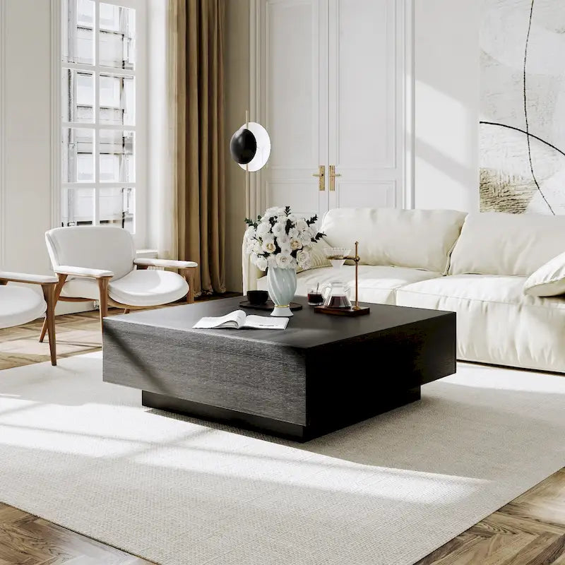 Tavolino da caffè moderno di metà secolo, tavolino da caffè minimalista in legno impiallacciato con spazio per il soggiorno, completamente assemblato