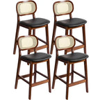 25,2 sgabelli da bar imbottiti in legno con schienale in rattan - 36,81 H x 17,72 W x 18,7 D
