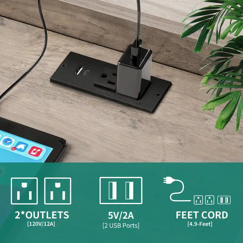 Tavolino Moasis Farmhouse con stazione di ricarica, porte USB e prese