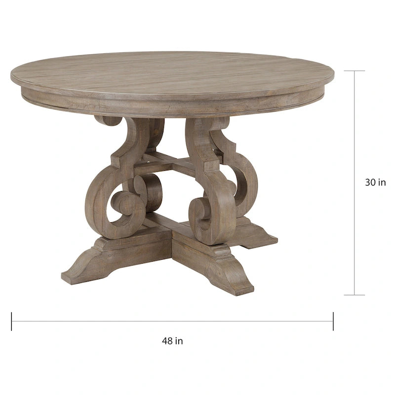 Tavolo da pranzo rotondo tradizionale grigio coda di colomba da 48 pollici The Gray Barn Manderley - grigio coda di colomba - grigio coda di colomba