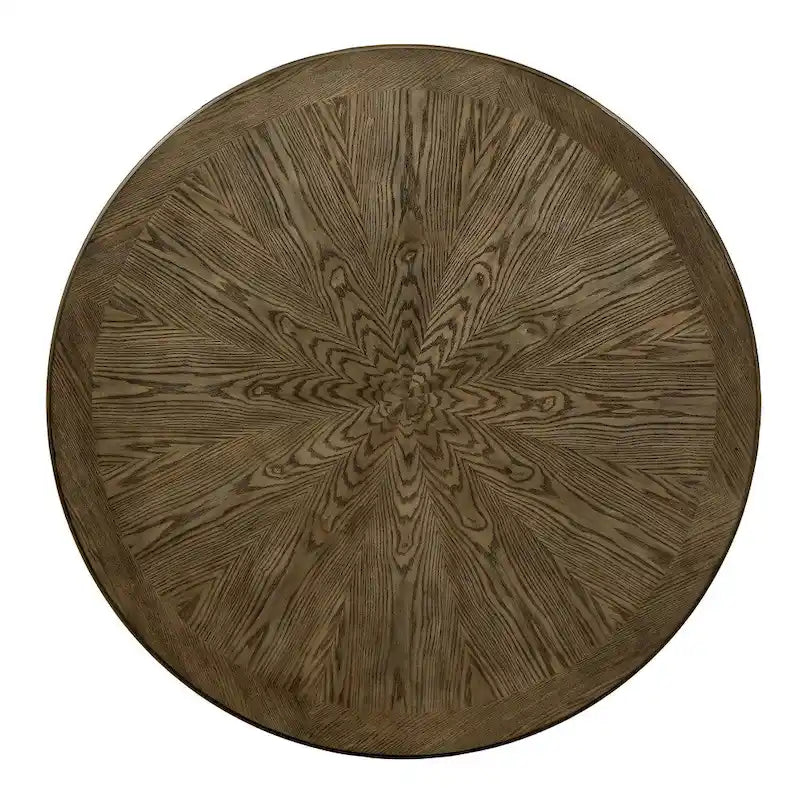 Tavolo da pranzo rotondo in legno di quercia rustica Dice di Furniture of America da 54 pollici