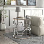 Tavolino rotondo aperto in stile moderno DH BASIC cromato e oro di Denhour