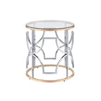 Tavolino rotondo aperto in stile moderno DH BASIC cromato e oro di Denhour