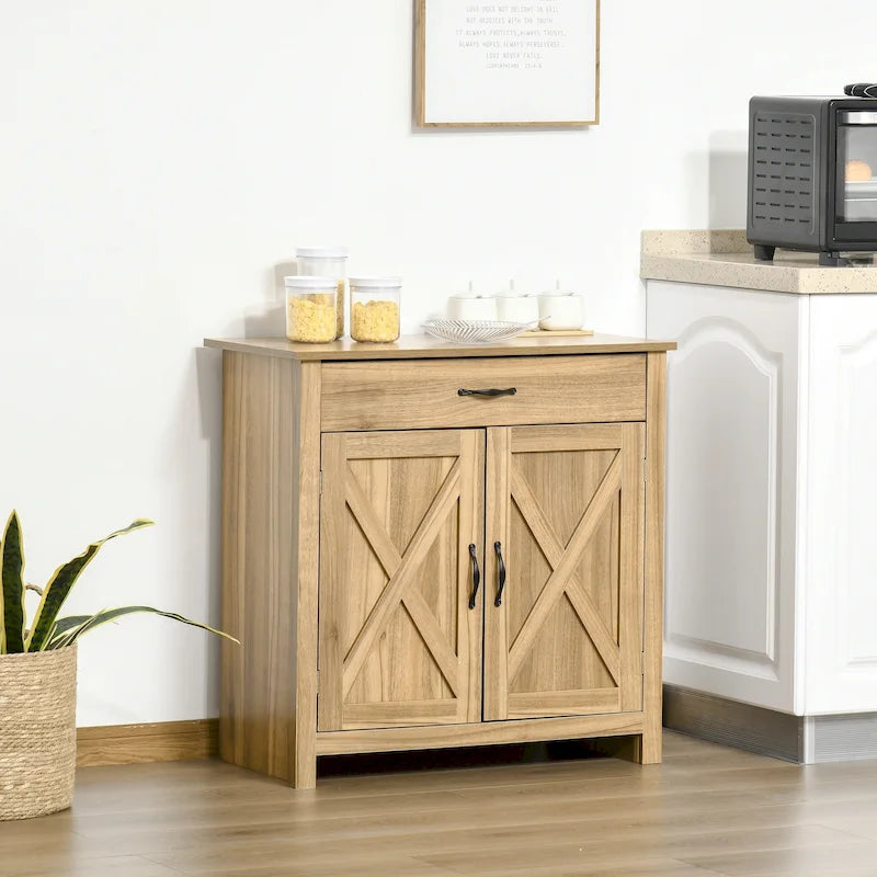 HOMCOM 32 Credenza in stile rustico con ante a battente, mobiletto portaoggetti, bar per il soggiorno o l'ingresso
