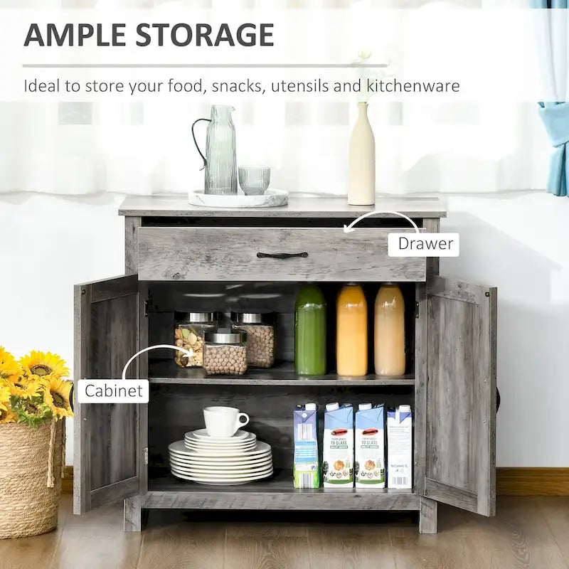 HOMCOM 32 Credenza in stile rustico con ante a battente, mobiletto portaoggetti, bar per il soggiorno o l'ingresso