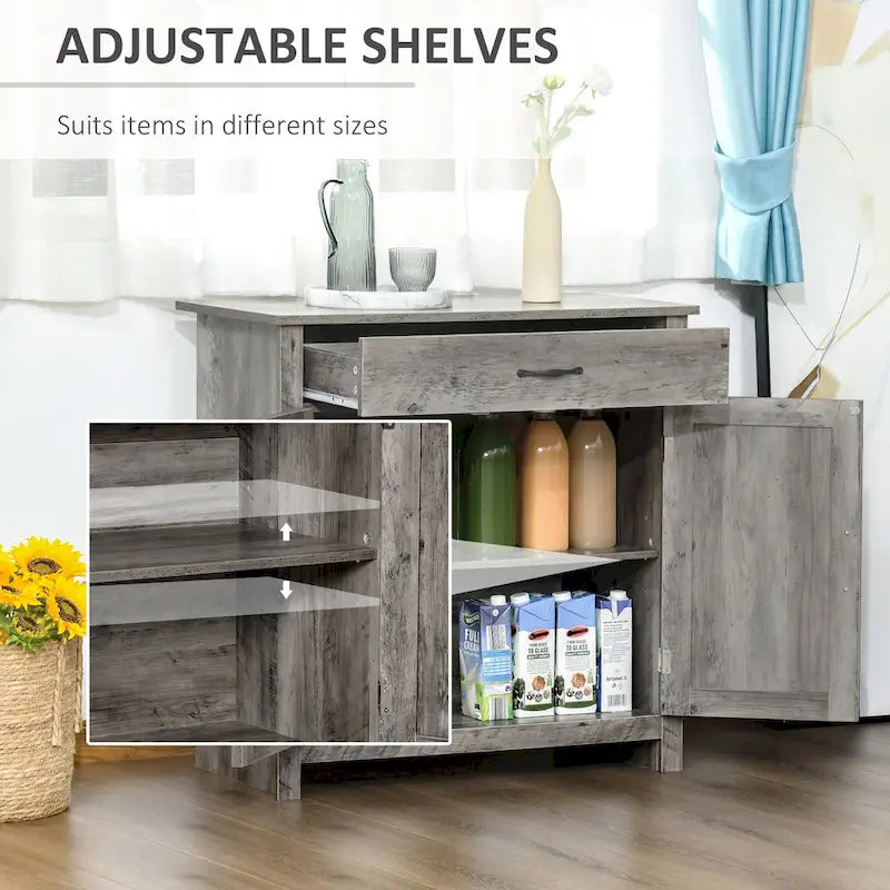 HOMCOM 32 Credenza in stile rustico con ante a battente, mobiletto portaoggetti, bar per il soggiorno o l'ingresso