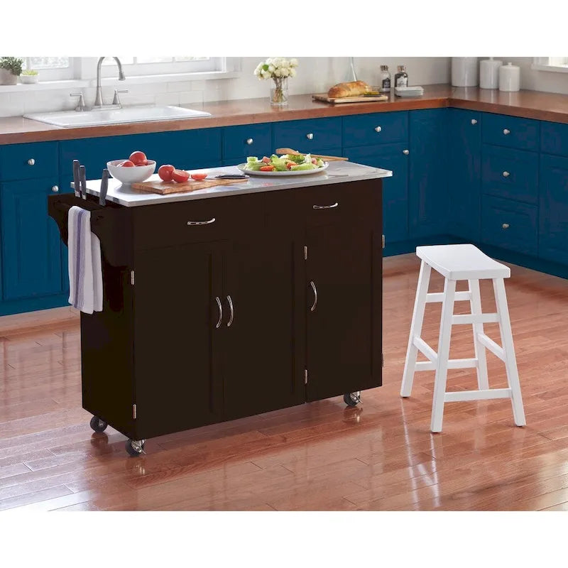 Carrello da cucina Simple Living Addie con piano in acciaio inossidabile
