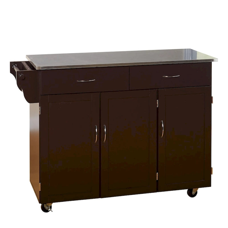 Carrello da cucina Simple Living Addie con piano in acciaio inossidabile