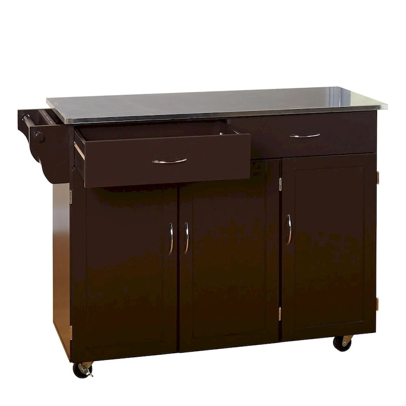 Carrello da cucina Simple Living Addie con piano in acciaio inossidabile