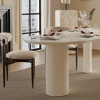 Tavolo da pranzo Luxe Creamy con gambe a colonna romana