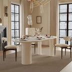 Tavolo da pranzo Luxe Creamy con gambe a colonna romana