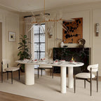 Tavolo da pranzo Luxe Creamy con gambe a colonna romana