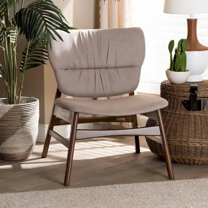 Benito Mid-Century Modern Transitional Fabric and Wood Accent Chair