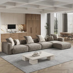 Divano componibile modulare con pouf imbottito Leathaire 180