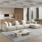 Divano componibile modulare con pouf imbottito Leathaire 180