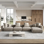 Divano componibile modulare con pouf imbottito Leathaire 180