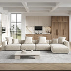 Divano componibile modulare con pouf imbottito Leathaire 180